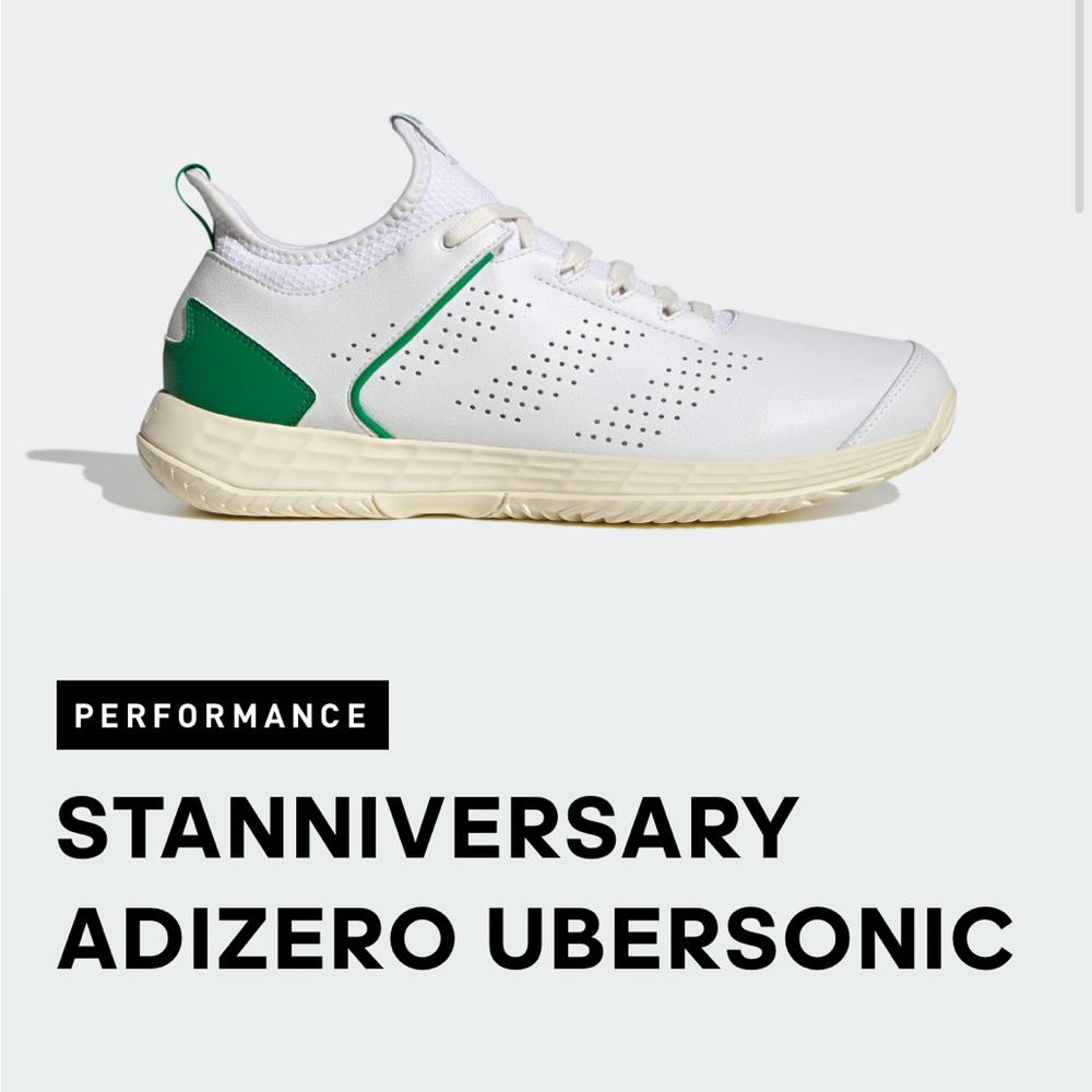 LIKE NEW adidas Adizero Supersonic Stanniversary White Green tennis shoes